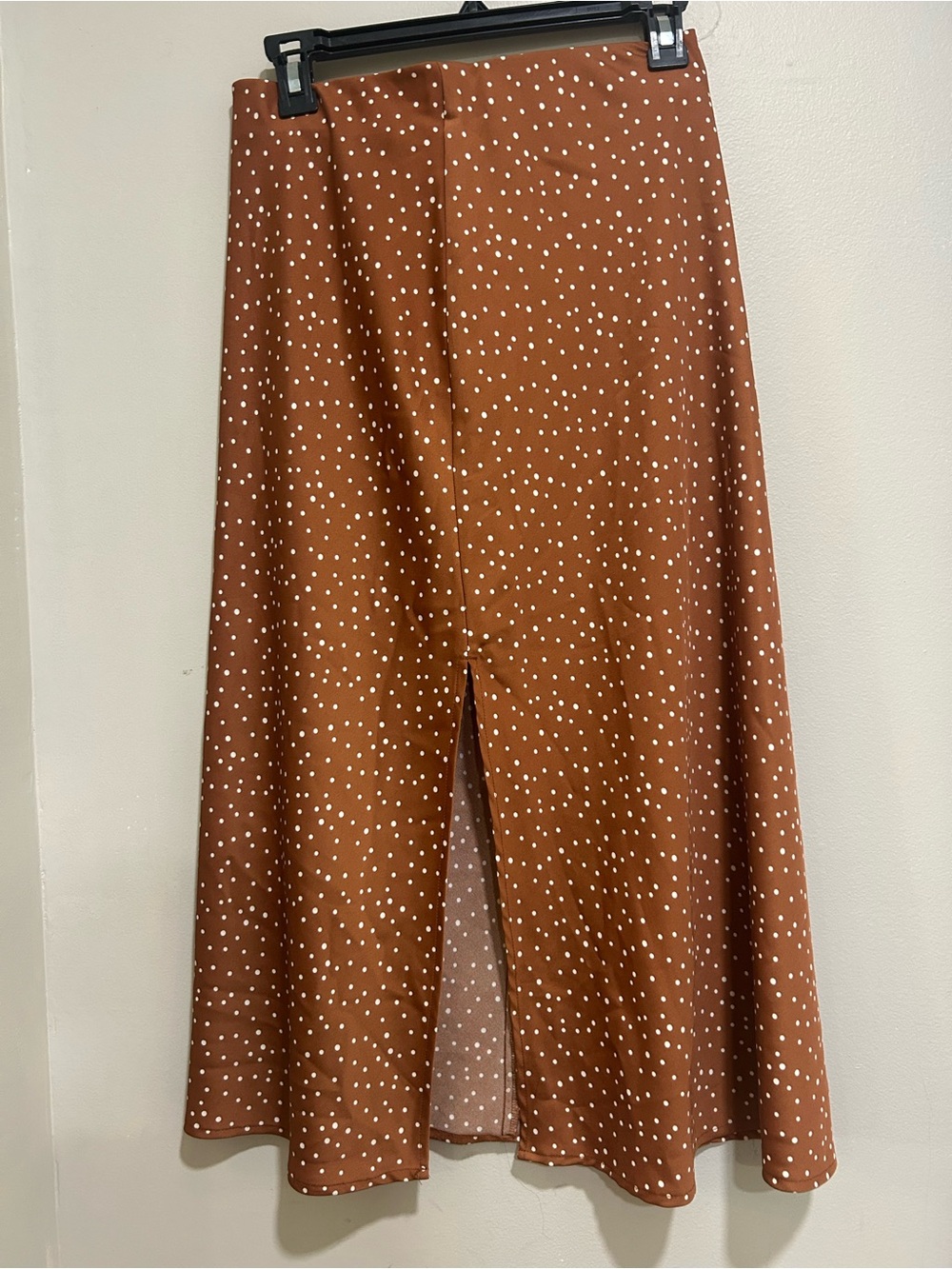 Target Brown Polka Dot Midi Skirt Slit High Rise Size M - Picture 9 of 10